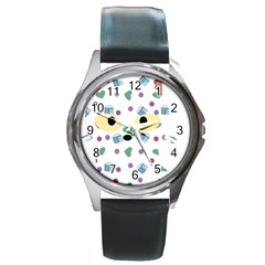 Milk Pattern Cat Round Metal Watch by snowwhitegirl