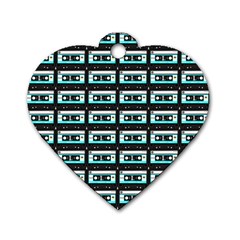 Aqua Cassette Dog Tag Heart (two Sides) by snowwhitegirl