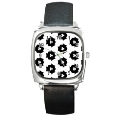 Black And White Pattern Square Metal Watch by Simbadda