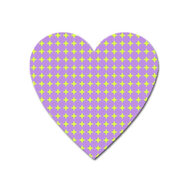 Pastel Mod Purple Yellow Circles Heart Magnet