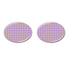 Pastel Mod Purple Yellow Circles Cufflinks (oval) by BrightVibesDesign