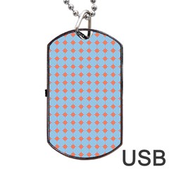 Pastel Mod Blue Orange Circles Dog Tag Usb Flash (two Sides) by BrightVibesDesign