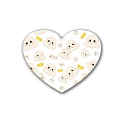 Cute Kawaii Popcorn Pattern Heart Coaster (4 Pack)  by Valentinaart