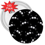 Cute Black Cat Pattern 3  Buttons (100 pack) 
