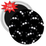 Cute Black Cat Pattern 3  Magnets (100 pack)