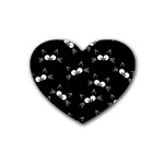Cute Black Cat Pattern Heart Coaster (4 pack) 