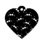 Cute Black Cat Pattern Dog Tag Heart (Two Sides)