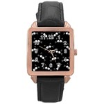 Cute Black Cat Pattern Rose Gold Leather Watch 