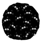 Cute Black Cat Pattern Large 18  Premium Flano Round Cushions