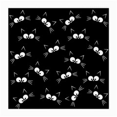 Cute Black Cat Pattern Medium Glasses Cloth (2-side) by Valentinaart