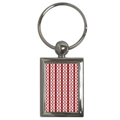 Circles Lines Red White Pattern Key Chains (rectangle)  by BrightVibesDesign