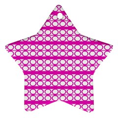 Circles Lines Bright Pink Modern Pattern Ornament (star) by BrightVibesDesign