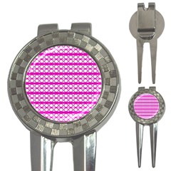 Circles Lines Bright Pink Modern Pattern 3-in-1 Golf Divots by BrightVibesDesign