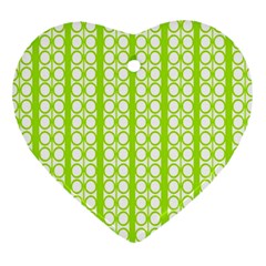 Circle Stripes Lime Green Modern Pattern Design Heart Ornament (two Sides) by BrightVibesDesign