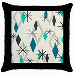 Atomic Era Diamonds (Turquoise) Throw Pillow Case (Black)