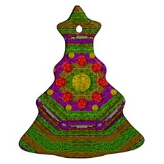 Flowers In Rainbows For Ornate Joy Christmas Tree Ornament (two Sides) by pepitasart