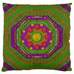 Flowers In Rainbows For Ornate Joy Large Cushion Case (two Sides) by pepitasart