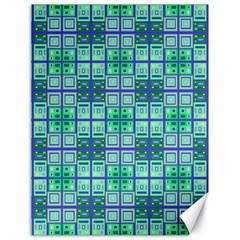 Mod Blue Green Square Pattern Canvas 18  X 24 
