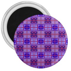 Mod Purple Pink Orange Squares Pattern 3  Magnets