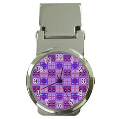 Mod Purple Pink Orange Squares Pattern Money Clip Watches
