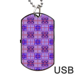 Mod Purple Pink Orange Squares Pattern Dog Tag Usb Flash (two Sides) by BrightVibesDesign