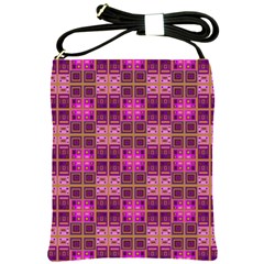 Mod Pink Purple Yellow Square Pattern Shoulder Sling Bag