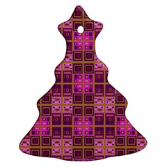 Mod Pink Purple Yellow Square Pattern Christmas Tree Ornament (two Sides)