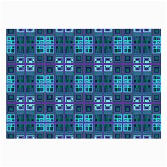 Mod Purple Green Turquoise Square Pattern Large Glasses Cloth (2-side) by BrightVibesDesign