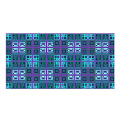 Mod Purple Green Turquoise Square Pattern Satin Shawl