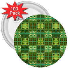 Mod Yellow Green Squares Pattern 3  Buttons (100 Pack) 