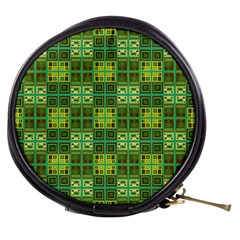 Mod Yellow Green Squares Pattern Mini Makeup Bag