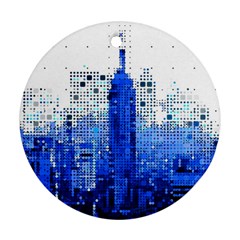 Skyline Skyscraper Abstract Points Round Ornament (two Sides) by Simbadda