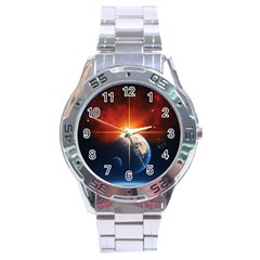 Earth Globe Planet Space Universe Stainless Steel Analogue Watch by Celenk