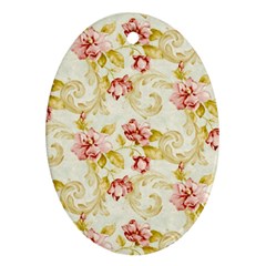 Background Pattern Flower Spring Oval Ornament (two Sides) by Celenk