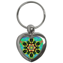 Chakra Art Heart Healing Blue Key Chains (heart)  by Simbadda