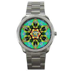 Chakra Art Heart Healing Blue Sport Metal Watch by Simbadda