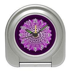 Mandala Mallow Circle Abstract Travel Alarm Clock by Simbadda