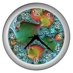 Fractal Art Colorful Pattern Wall Clock (silver)