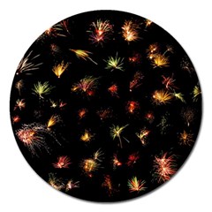 Fireworks Christmas Night Dark Magnet 5  (round)