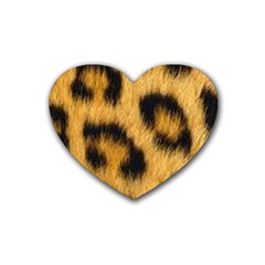 Animal Print Leopard Rubber Coaster (heart)  by NSGLOBALDESIGNS2