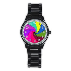 Art Abstract Pattern Color Stainless Steel Round Watch