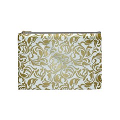 Gold Vintage Rococo Model Patern Cosmetic Bag (medium) by Nexatart