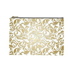 Gold Vintage Rococo Model Patern Cosmetic Bag (large) by Nexatart