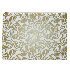 Gold Vintage Rococo Model Patern Cosmetic Bag (xxl) by Nexatart