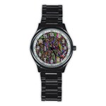 Background Wallpaper Abstract Lines Stainless Steel Round Watch