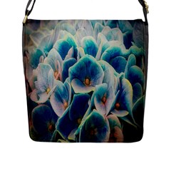 Hydrangeas Blossom Bloom Blue Flap Closure Messenger Bag (l) by Nexatart