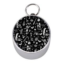 Halloween Pattern Mini Silver Compasses