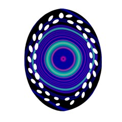 Digital Art Background Pink Blue Oval Filigree Ornament (two Sides) by Sapixe