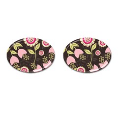 Flowers Wallpaper Floral Decoration Cufflinks (oval) by Sapixe