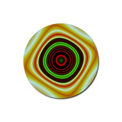 Digital Art Background Yellow Red Rubber Coaster (round)  by Sapixe